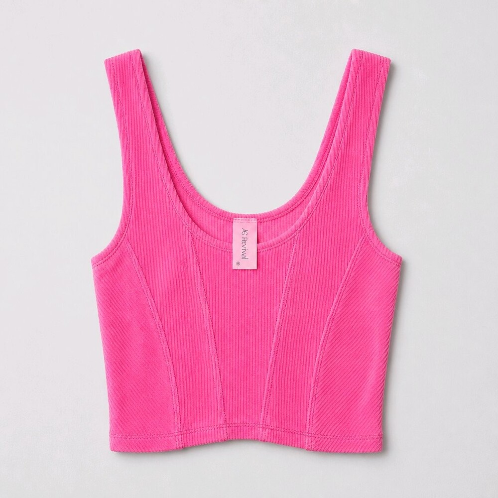 AS Revival Ribbed Crop Tank Medium Pink Cotton Blend